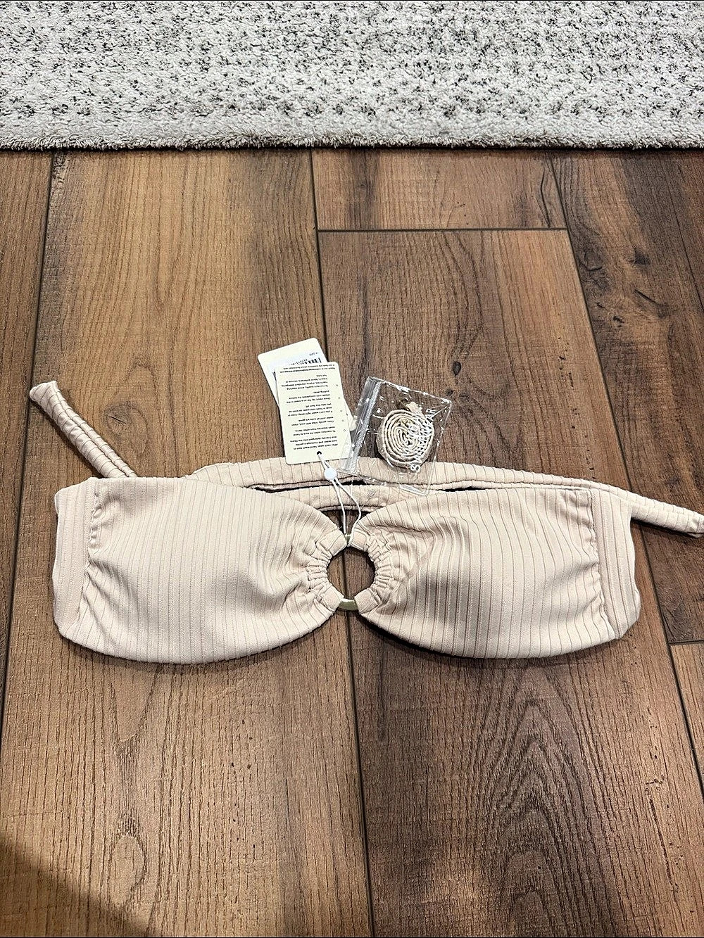 Monday Swimwear Costa Rica Top Ribbed Bikini Top Cream Medium NWT
